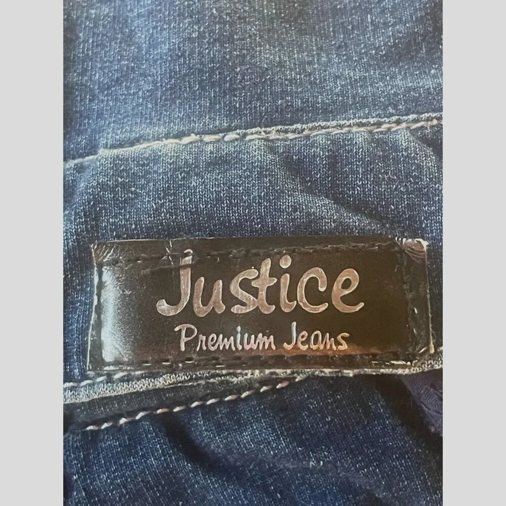 Justice Girls Studded Cotton Denim Moto Jacket Rhinestone Size 8 Back to School